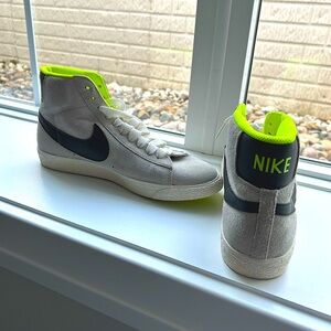 Nike Blazer High-Top Sneakers - White and Black, Neon interior